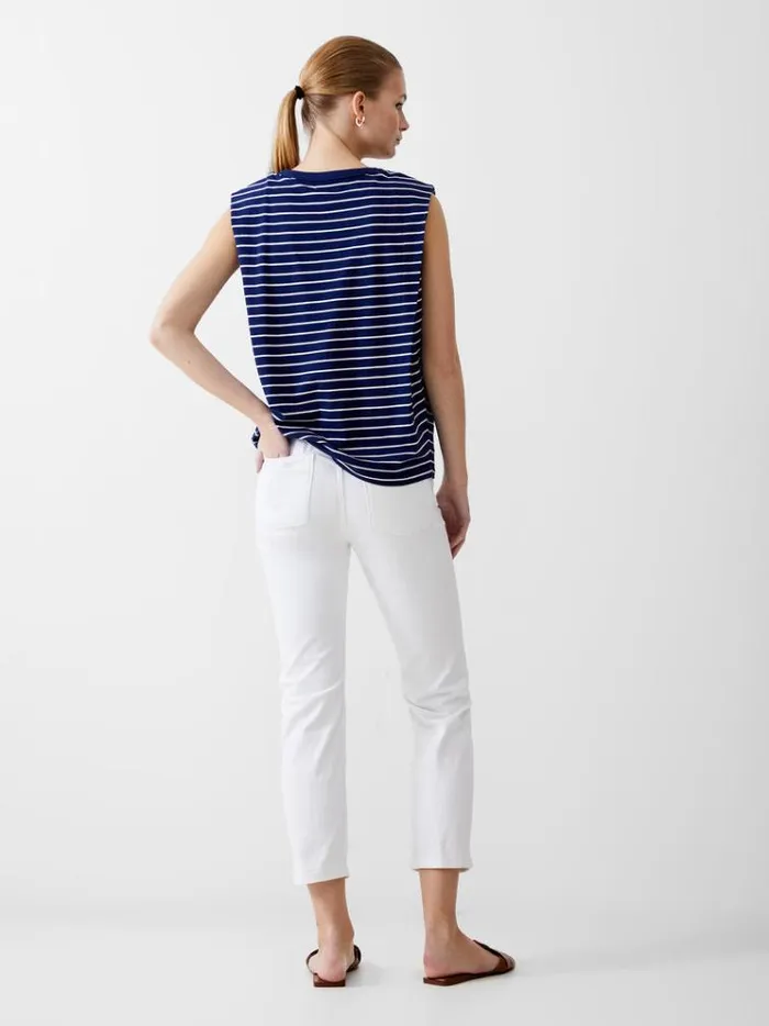 French Connection Tops Padded Shoulder Stripe Tank Top Dk Navywhite 8211 Woman