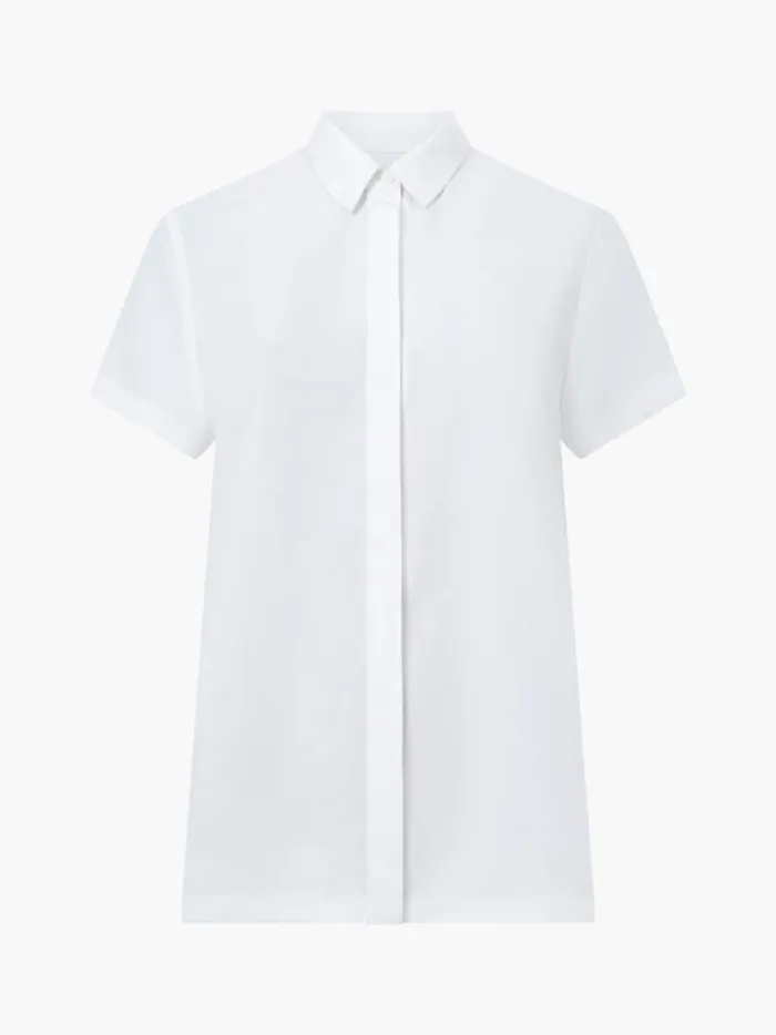 French Connection Tops Pleat Back Button Through Short Sleeve Shirt Winter White 8211 Woman French Connection Tops Pleat Back Button Through Short Sleeve Shirt Winter White 8211 Woman