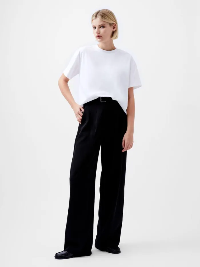 French Connection Tops Rallie Cotton Short Sleeve TShirt Linen White 8211 Woman