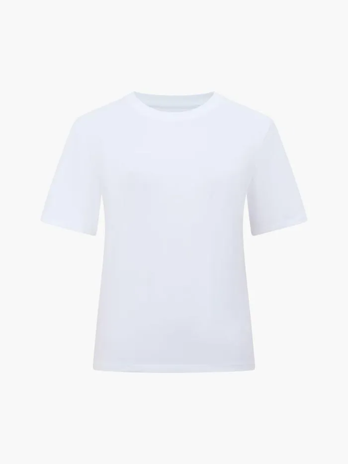 French Connection Tops Rallie Cotton Short Sleeve TShirt Linen White 8211 Woman