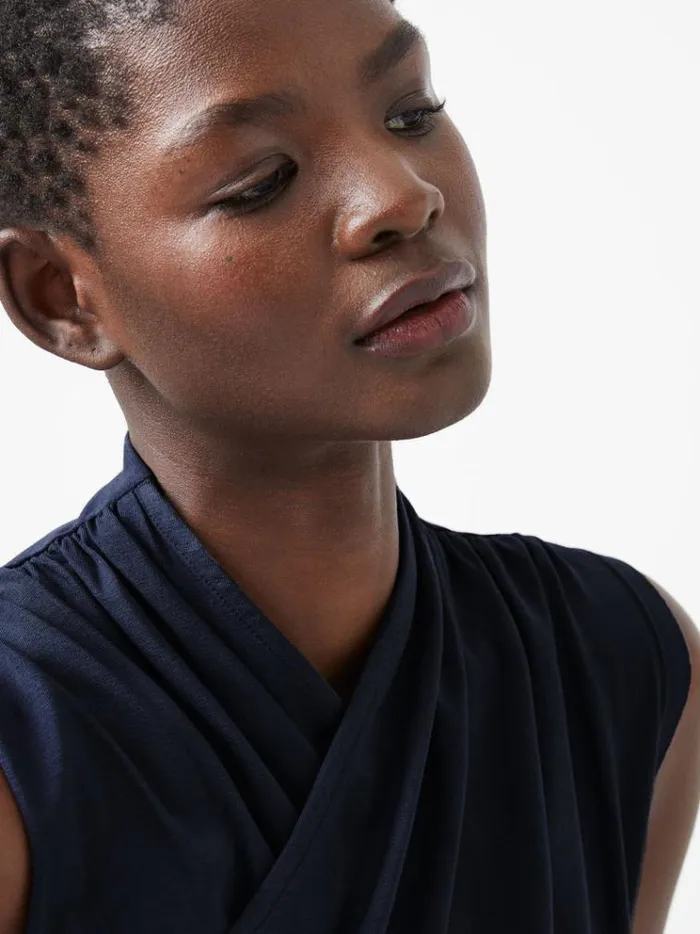 French Connection Tops Rallie Cross Neck Top Marine 8211 Woman