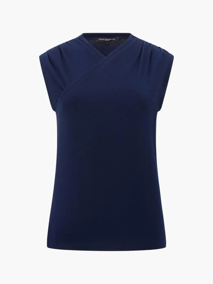 French Connection Tops Rallie Cross Neck Top Marine 8211 Woman
