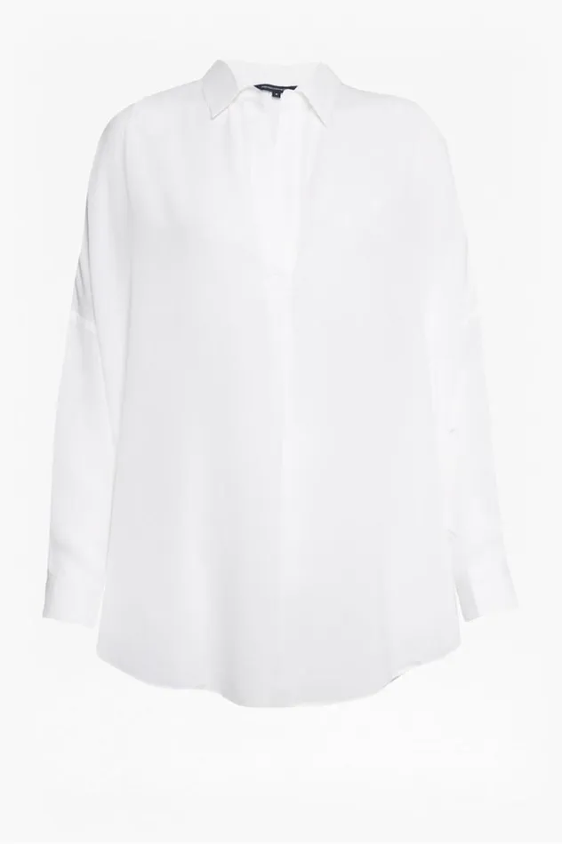 French Connection Tops Rhodes Recycled Crepe Popover Shirt Winter White 8211 Woman