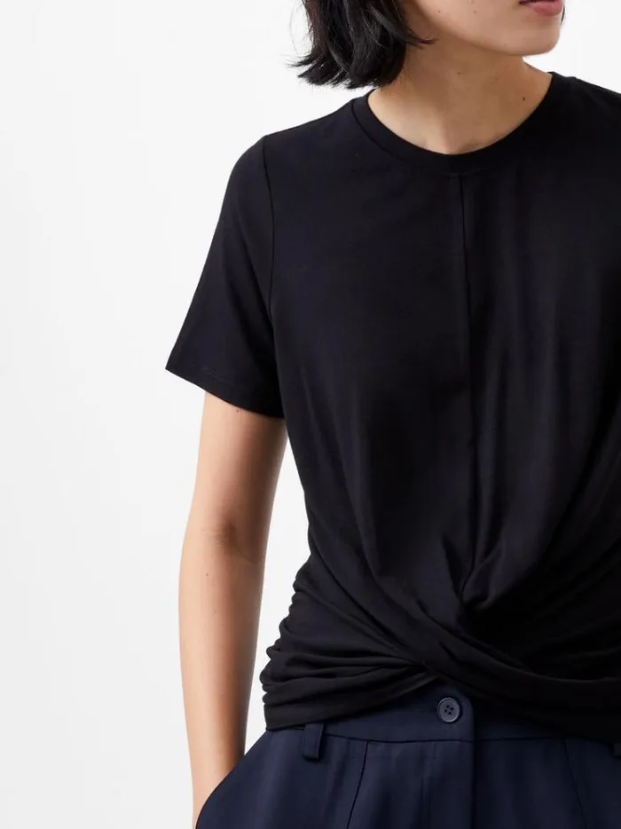 French Connection Tops Rianna Twist Jersey Top Blackout 8211 Woman