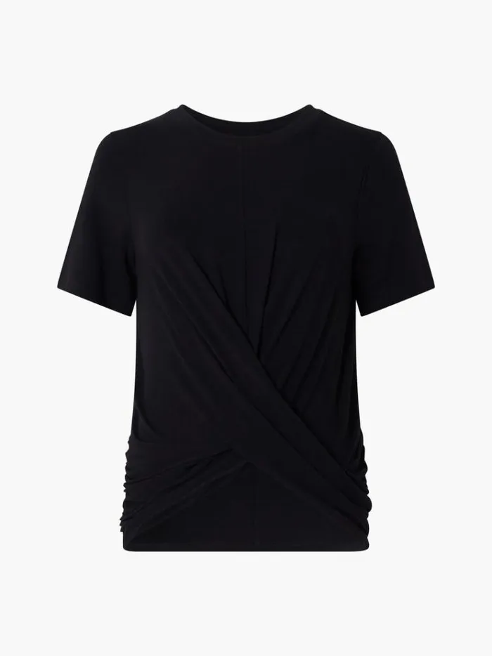 French Connection Tops Rianna Twist Jersey Top Blackout 8211 Woman