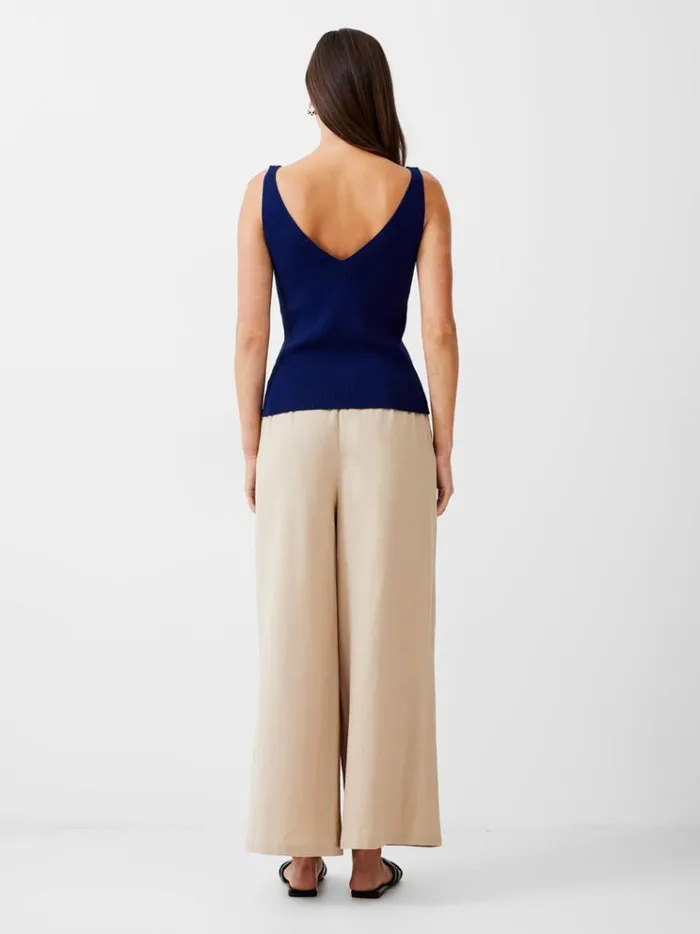French Connection Tops Ribbed ButtonThrough Vest Dk Navy 8211 Woman