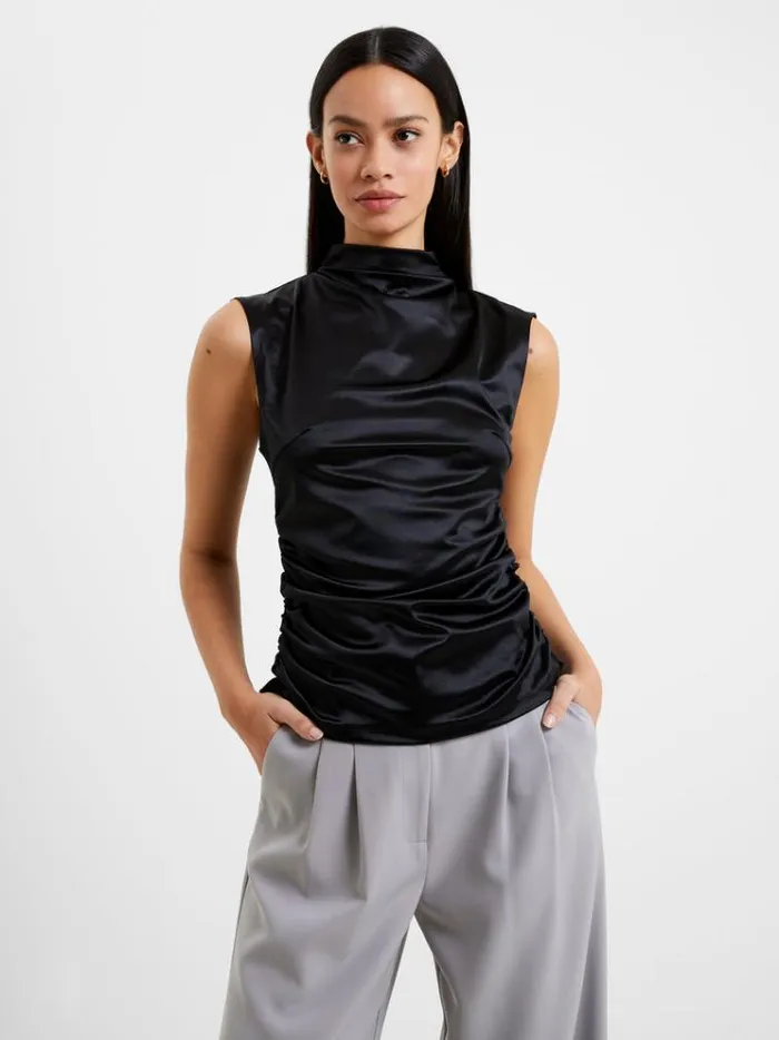 French Connection Tops Rosita Shine Top Blackout 8211 Woman