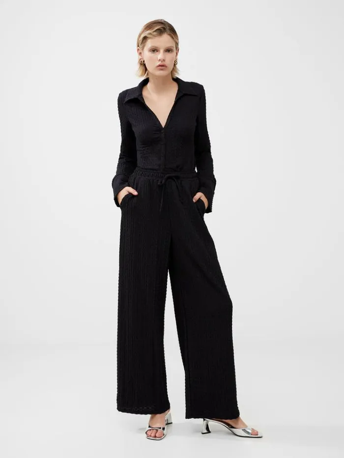 French Connection Tops Tash Textured Top Blackout 8211 Woman