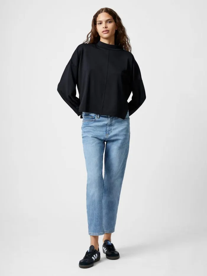 French Connection Tops Turtleneck Cut Long Sleeve Top Black 8211 Woman