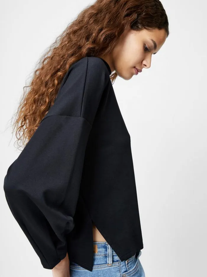 French Connection Tops Turtleneck Cut Long Sleeve Top Black 8211 Woman