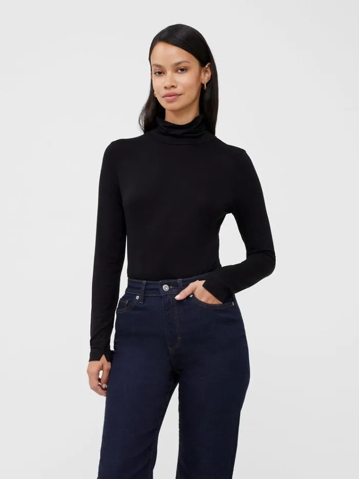 French Connection Tops Venitia Jersey Split Cuff Top Black 8211 Woman
