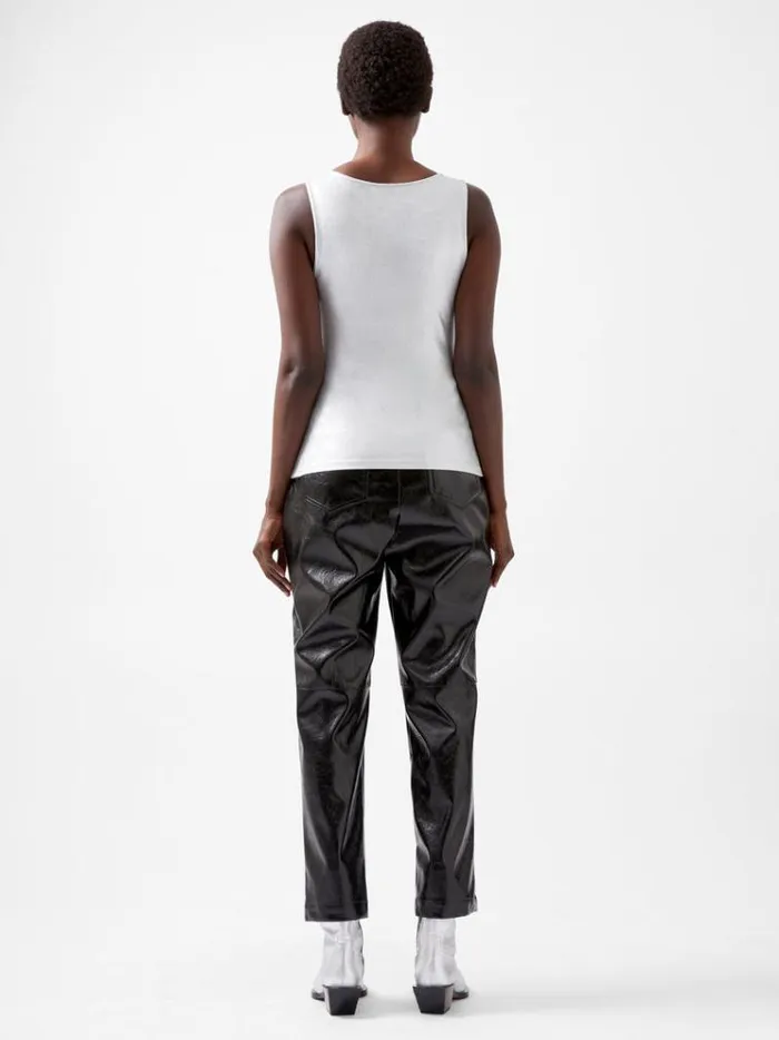 French Connection Tops Vista Ribbed Foil Coated Tank Top Silver 8211 Woman
