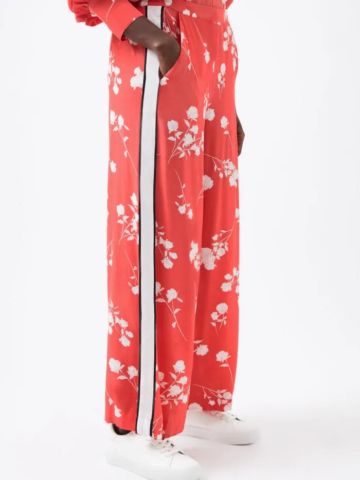 French Connection Trousers Alessandra Eco Delphine Wide Leg Trousers Cayenne Redwhite 8211 Woman