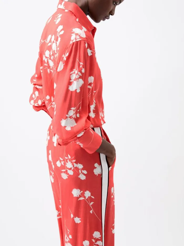 French Connection Trousers Alessandra Eco Delphine Wide Leg Trousers Cayenne Redwhite 8211 Woman
