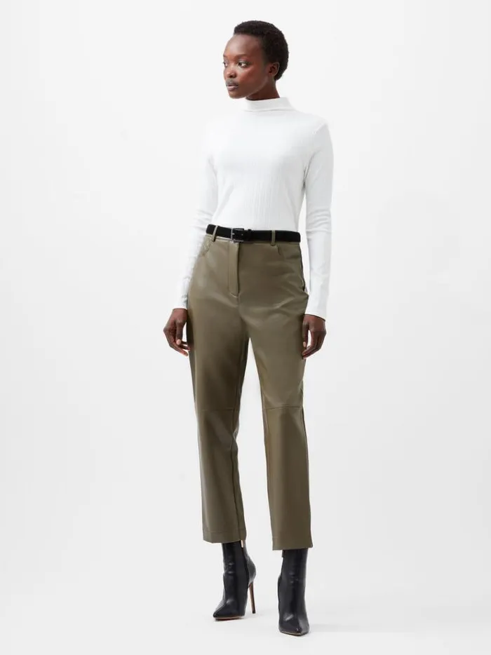 French Connection Trousers Crolenda Pu Tapered Trousers Tarmac Khaki 8211 Woman French Connection Trousers Crolenda Pu Tapered Trousers Tarmac Khaki 8211 Woman