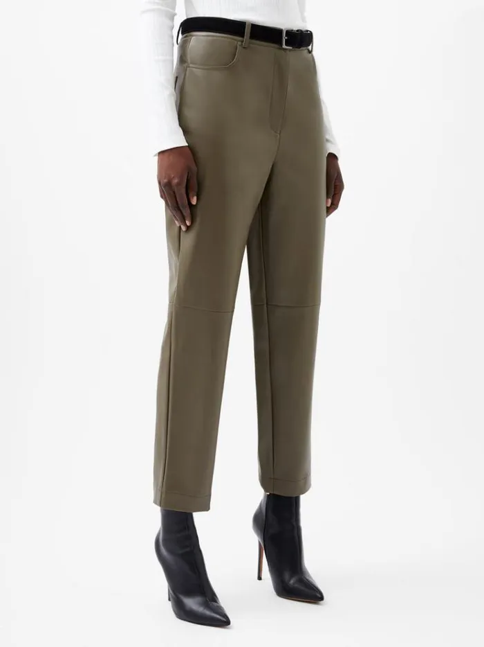 French Connection Trousers Crolenda Pu Tapered Trousers Tarmac Khaki 8211 Woman