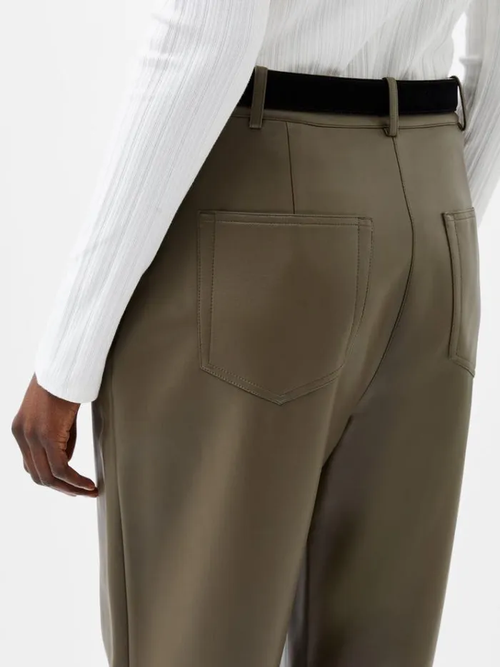 French Connection Trousers Crolenda Pu Tapered Trousers Tarmac Khaki 8211 Woman