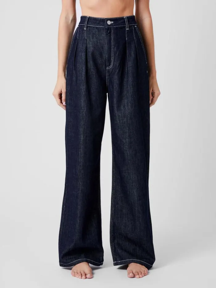 French Connection Trousers Finley Denim Wide Leg Jeans 32 Inch Clean Indigo 8211 Woman French Connection Trousers Finley Denim Wide Leg Jeans 32 Inch Clean Indigo 8211 Woman