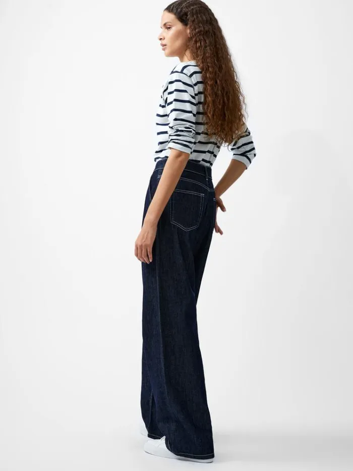 French Connection Trousers Finley Denim Wide Leg Jeans 32 Inch Clean Indigo 8211 Woman