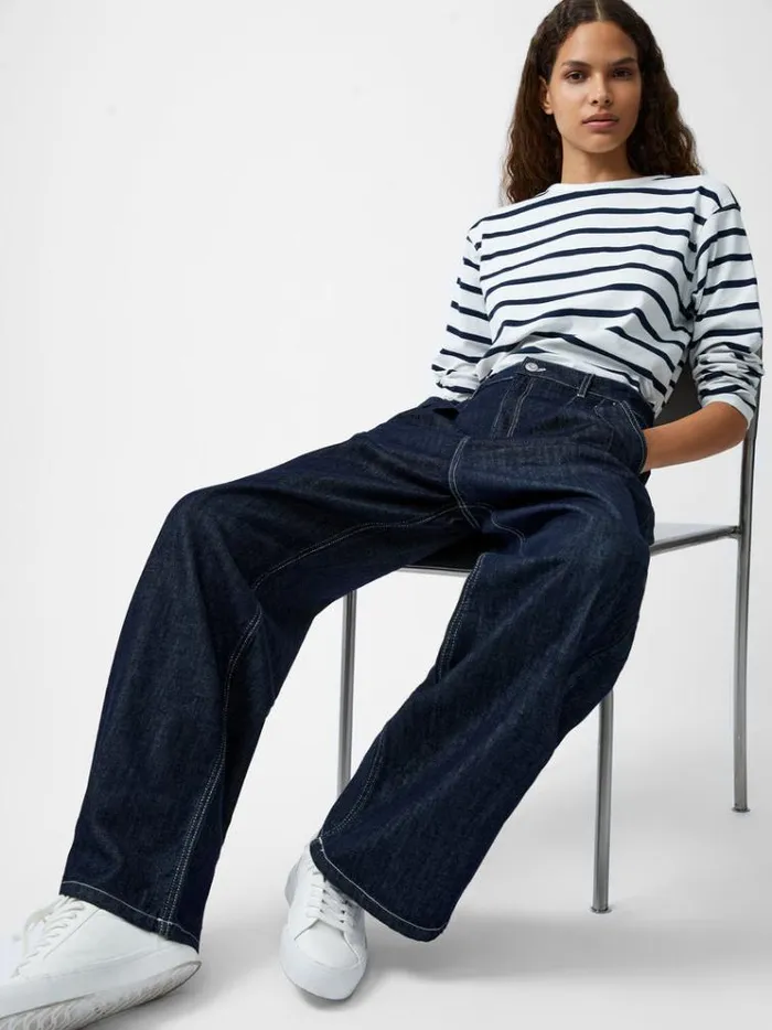 French Connection Trousers Finley Denim Wide Leg Jeans 32 Inch Clean Indigo 8211 Woman