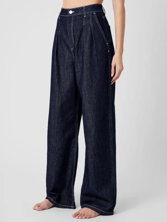 French Connection Trousers Finley Denim Wide Leg Jeans 32 Inch Clean Indigo 8211 Woman