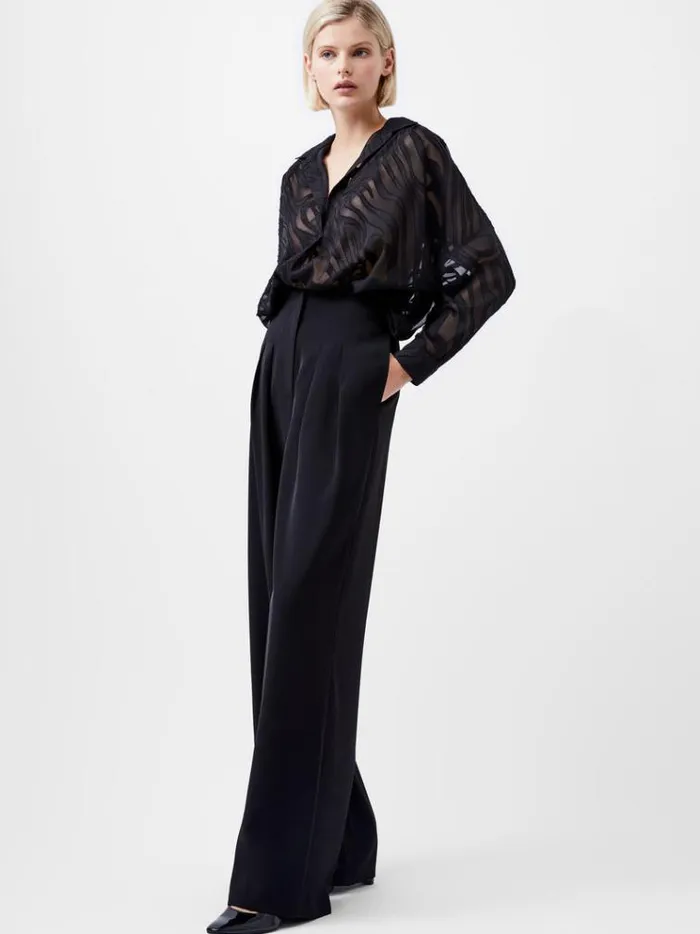 French Connection Trousers Harrie Tailored Wide Leg Trousers Blackout 8211 Woman