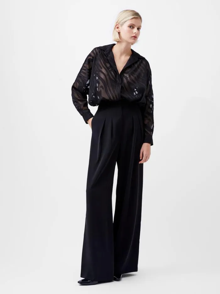 French Connection Trousers Harrie Tailored Wide Leg Trousers Blackout 8211 Woman