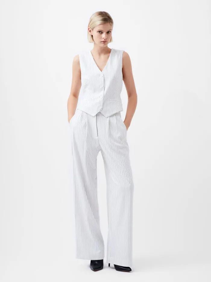 French Connection Trousers Pinstripe High Waisted Trousers Whiteblack 8211 Woman