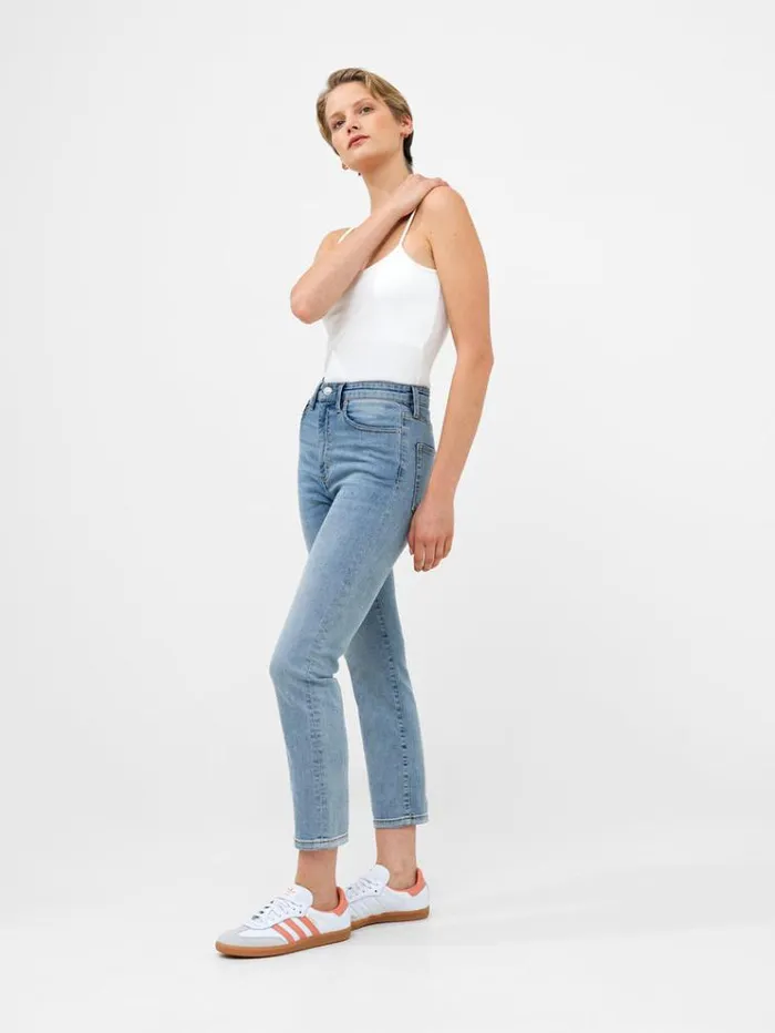 French Connection Trousers Stretch Denim Cigarette Fit Ankle Length Jeans 28 Inch Bleach Wash 8211 Woman