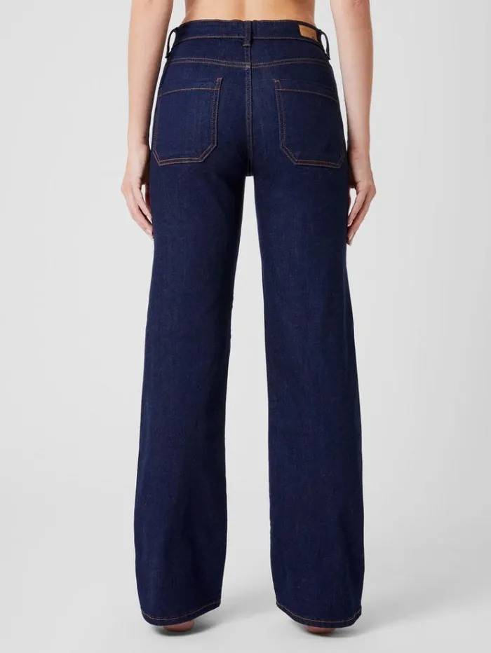 French Connection Trousers Stretch Denim Wide Flare Full Length Jeans 34 Inch Clean Indigo 8211 Woman