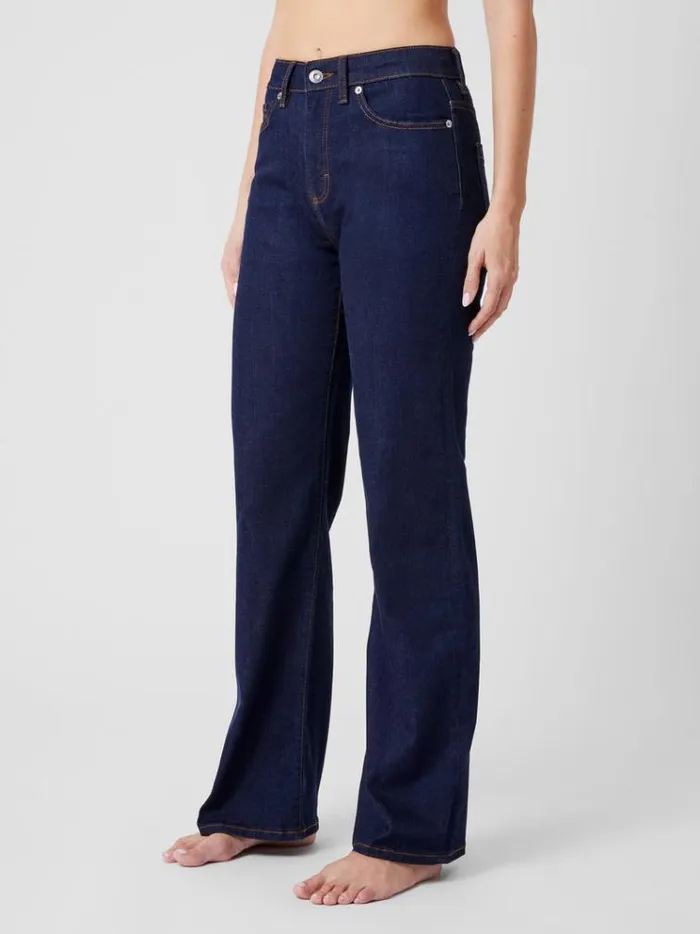 French Connection Trousers Stretch Denim Wide Flare Full Length Jeans 34 Inch Clean Indigo 8211 Woman