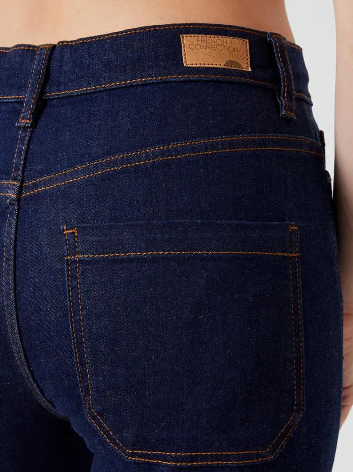 French Connection Trousers Stretch Denim Wide Flare Full Length Jeans 34 Inch Clean Indigo 8211 Woman