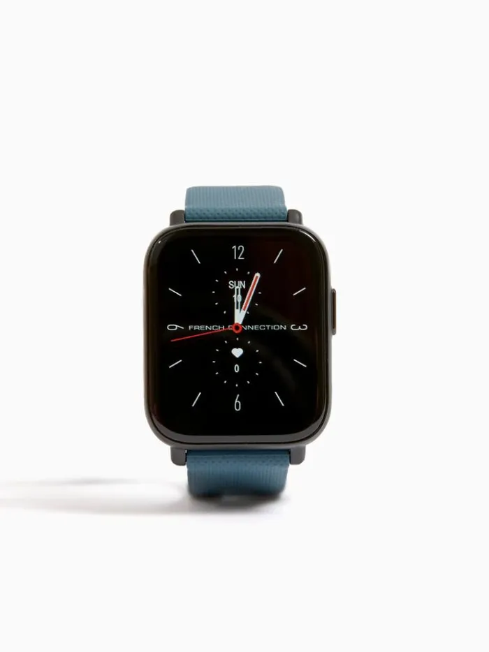 French Connection Watches Blue Silicone Strap Watch With Digital Dial Blue 8211 Man