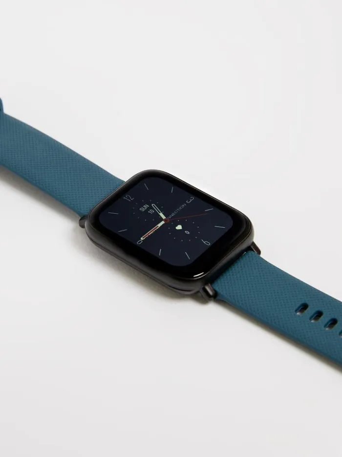 French Connection Watches Blue Silicone Strap Watch With Digital Dial Blue 8211 Man