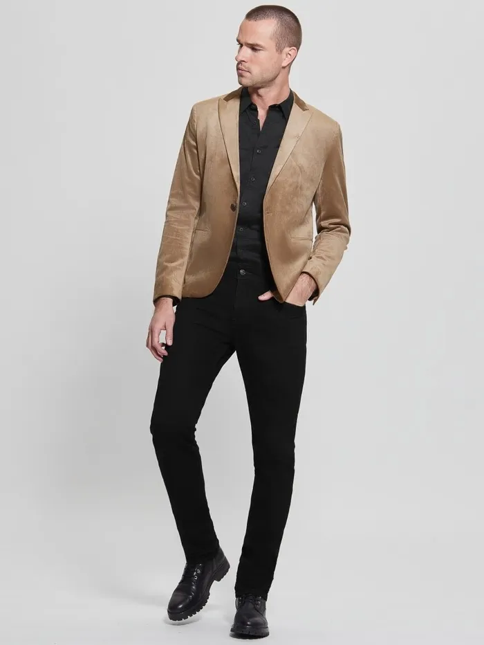 Fulham Velvet Blazer Champagne Multi Men Jackets and Coats GUESS