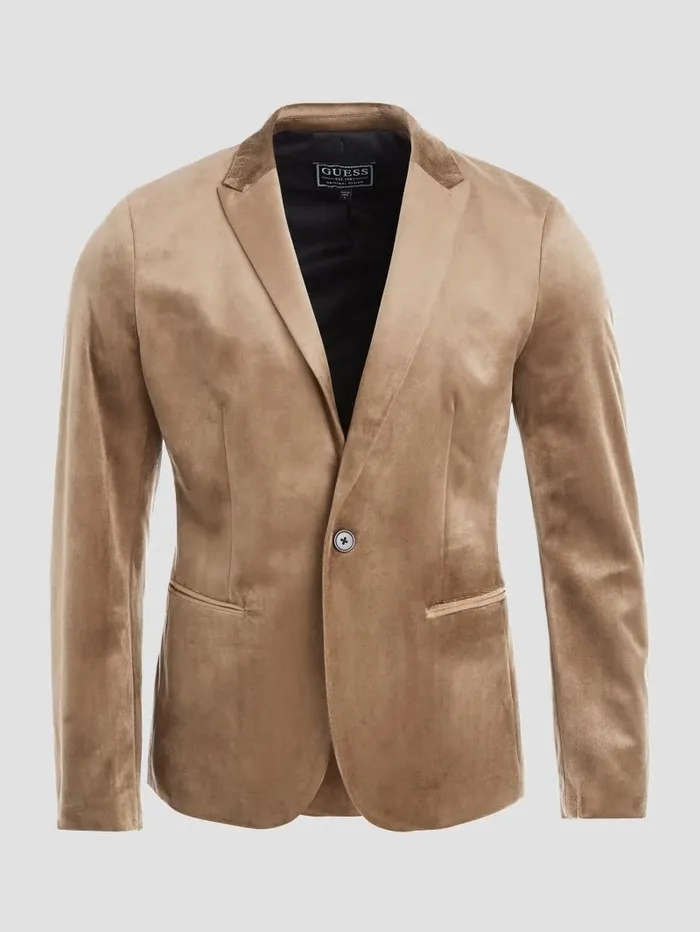 Fulham Velvet Blazer Champagne Multi Men Jackets and Coats GUESS