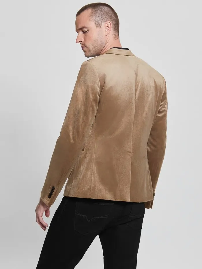 Fulham Velvet Blazer Champagne Multi Men Jackets and Coats GUESS
