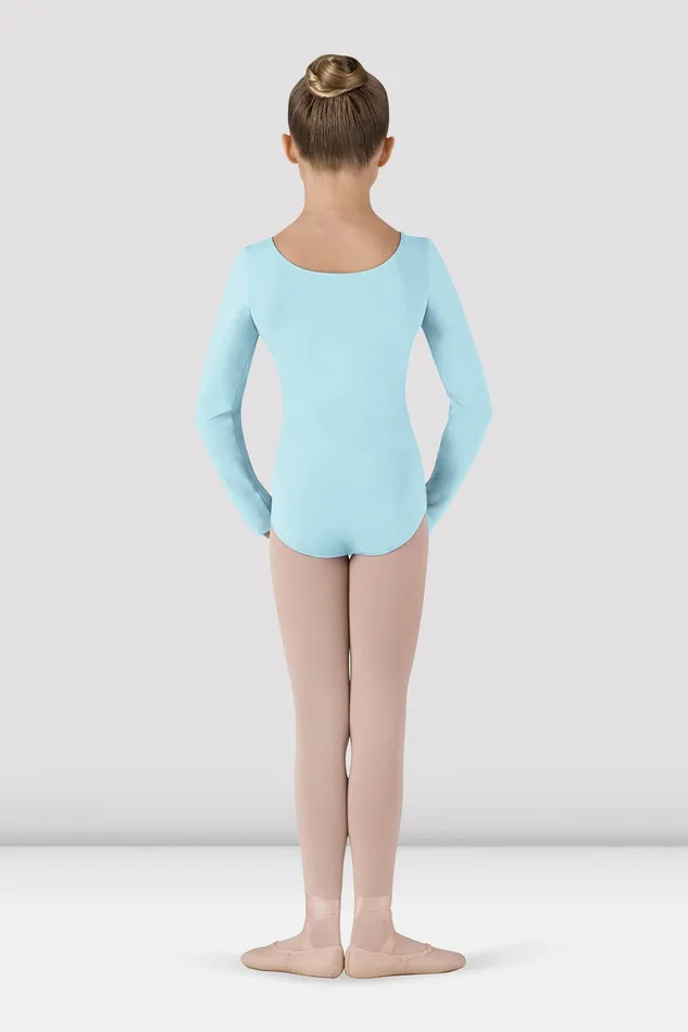Girls Basic Long Sleeve Leotard Pastel Blue Leotards Bloch Children