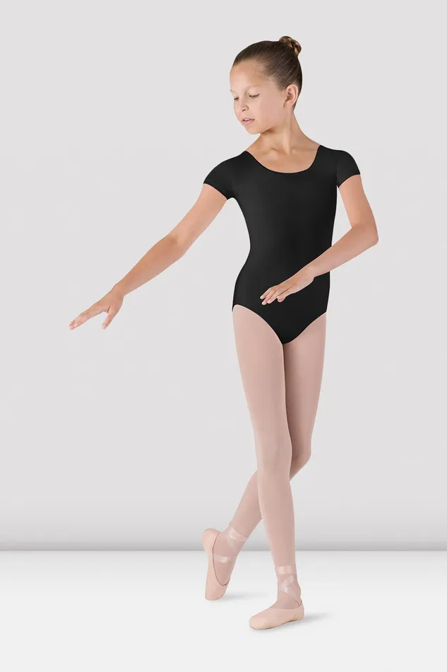 Girls Dujour Cap Sleeve Leotard Black Children Leotards Bloch