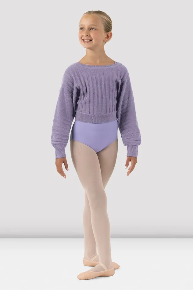 Girls Jasmine Cropped Sweater Lilac Children Warmups Bloch
