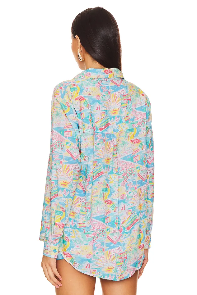 Groovy Delight Shirt Multi Blue Vacay Women Lovers and Friends Tops Groovy Delight Shirt Multi Blue Vacay Women Lovers and Friends Tops