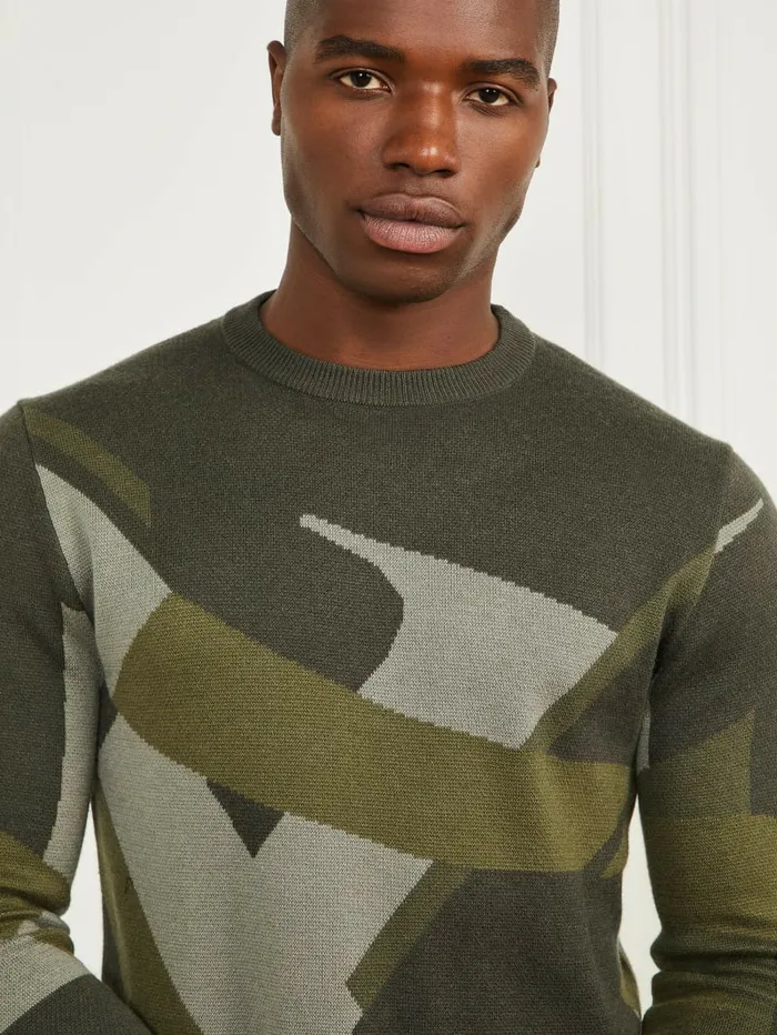 GUESS Abstract Jacquard Crewneck Sweater Macro Typography Jacquard Men Hoodies and Sweaters GUESS Abstract Jacquard Crewneck Sweater Macro Typography Jacquard Men Hoodies and Sweaters