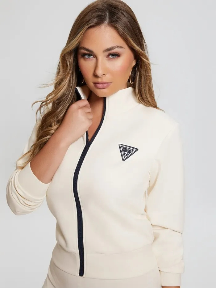 GUESS Activewear Women Eco Ann FullZip Scuba Sweatshirt Ocean Salt