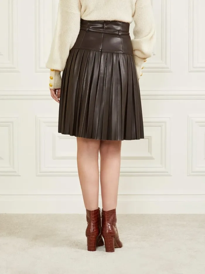 GUESS Bottoms Women Foxton Pleated Skirt Dark Roast