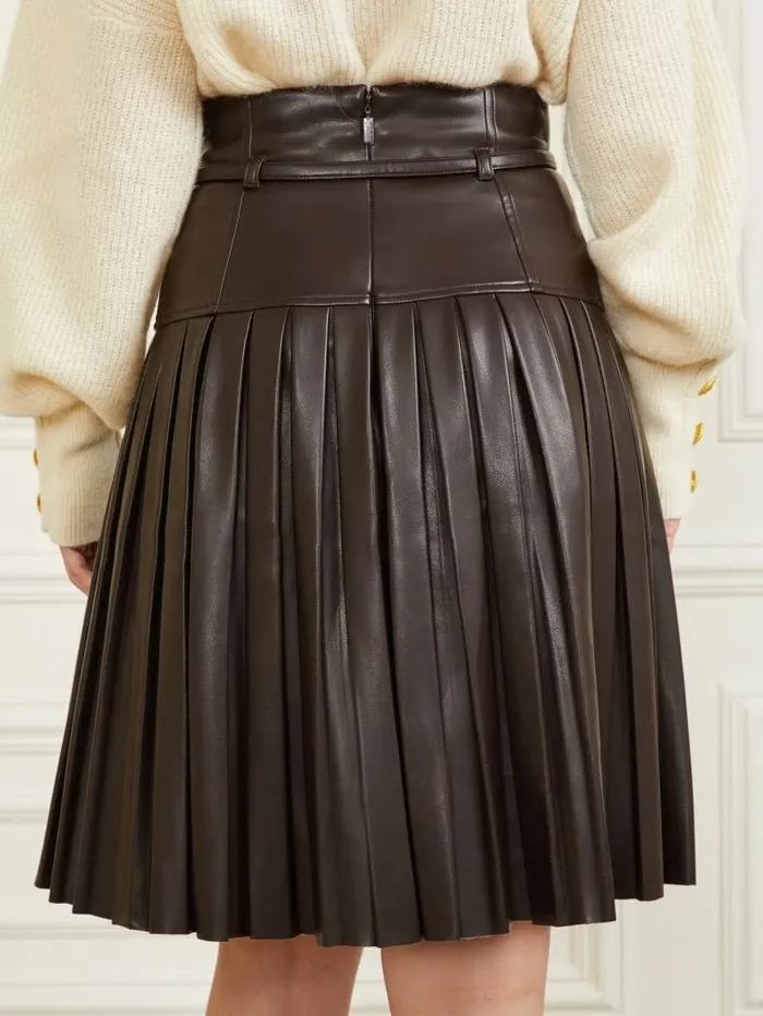 GUESS Bottoms Women Foxton Pleated Skirt Dark Roast