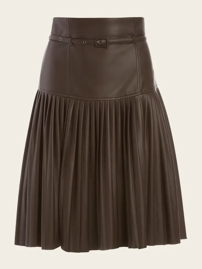 GUESS Bottoms Women Foxton Pleated Skirt Dark Roast