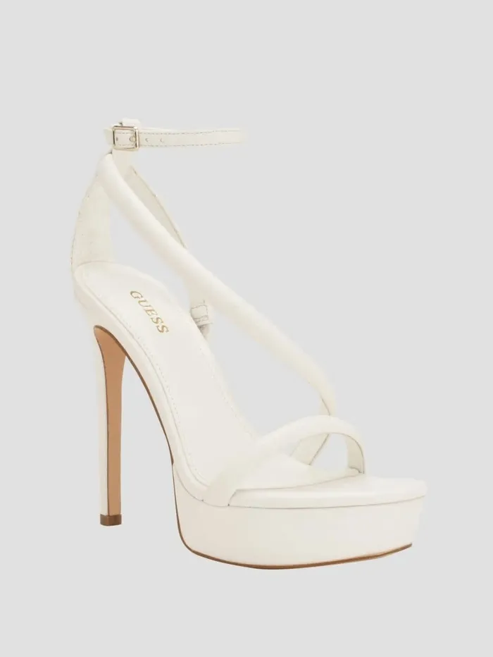 GUESS Casilda Strappy Stiletto Heels White Women Heels