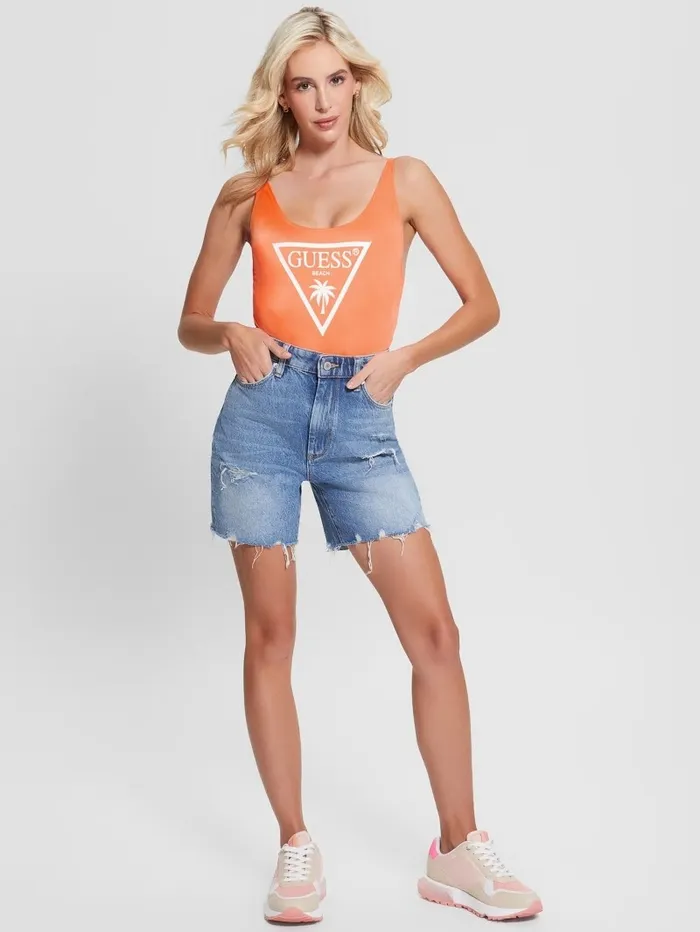 GUESS Eco Logo Bodysuit Groovy Orange Women Swimwear GUESS Eco Logo Bodysuit Groovy Orange Women Swimwear