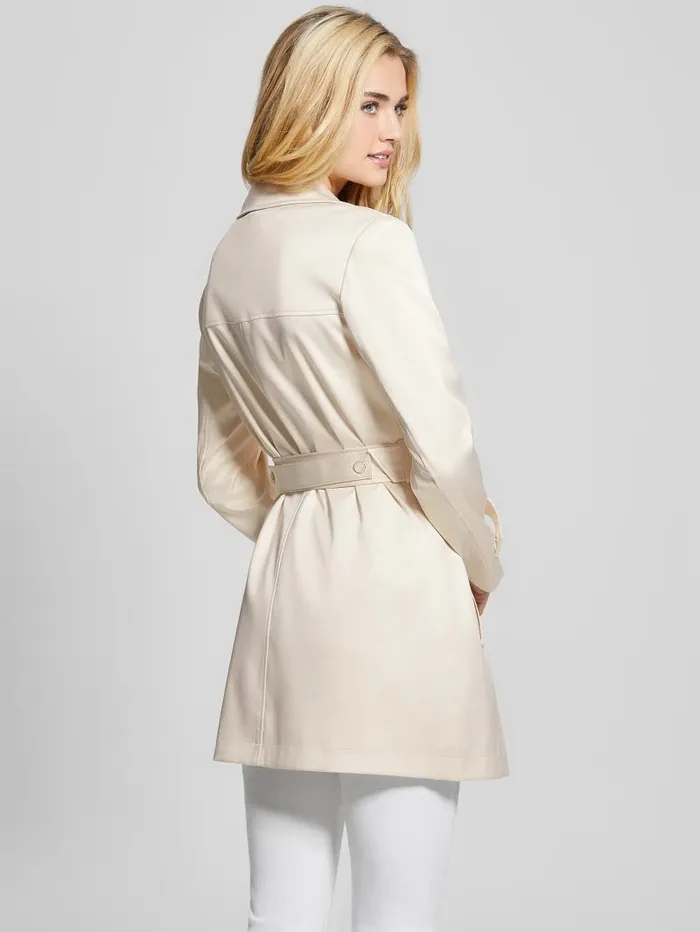 GUESS Eco Luana Short Trench Coat Vanilla Blush Women Jackets and Coats GUESS Eco Luana Short Trench Coat Vanilla Blush Women Jackets and Coats