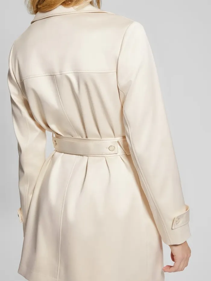 GUESS Eco Luana Short Trench Coat Vanilla Blush Women Jackets and Coats GUESS Eco Luana Short Trench Coat Vanilla Blush Women Jackets and Coats